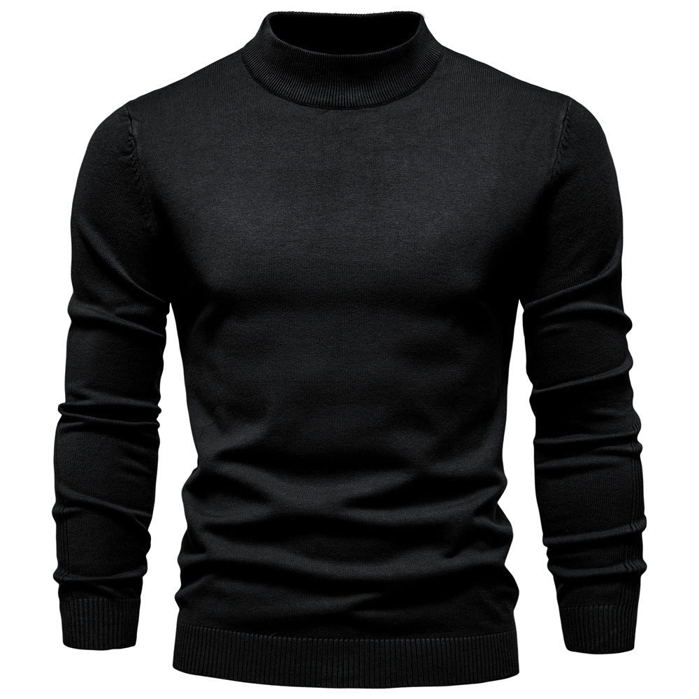 Pull homme col montant en maille fine à manches longues 6