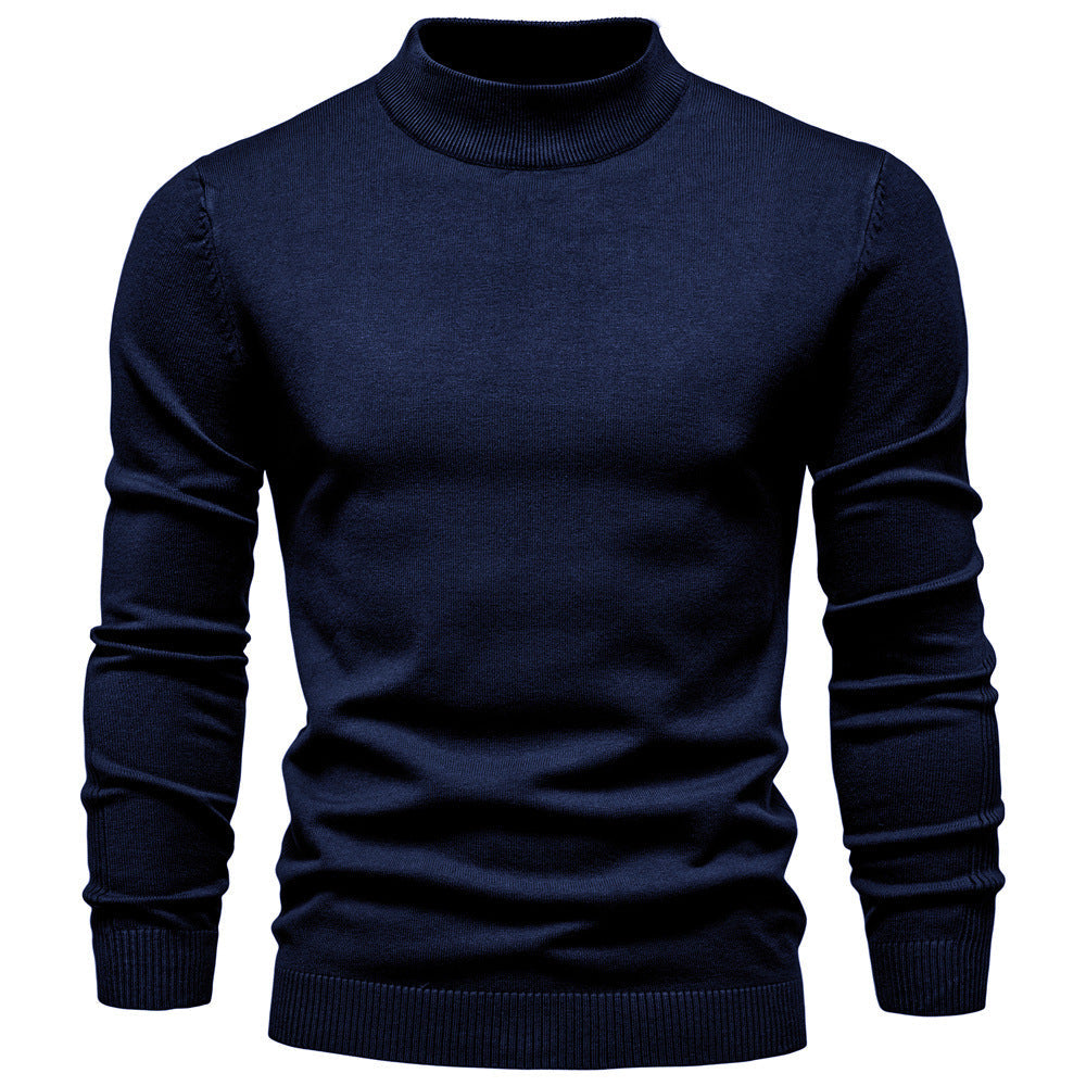 Pull homme col montant en maille fine à manches longues 7