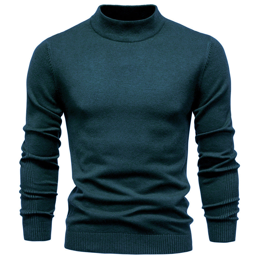 Pull homme col montant en maille fine à manches longues 8