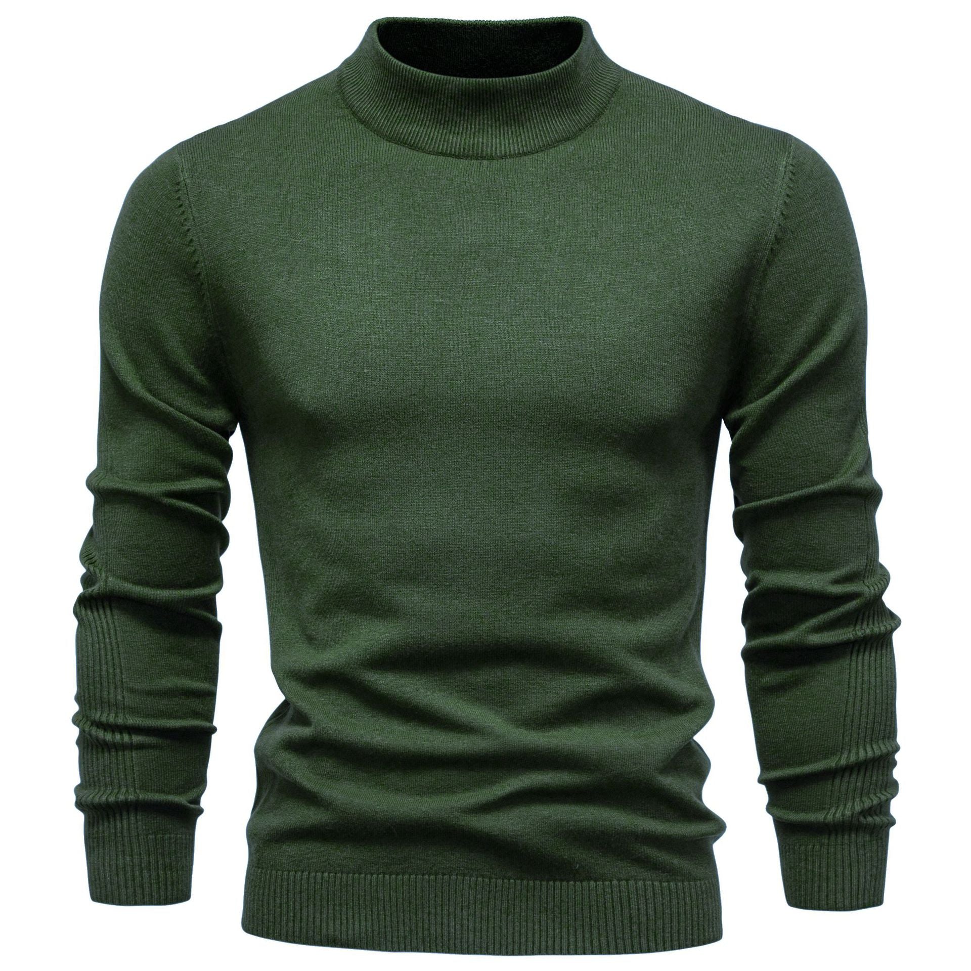 Pull homme col montant en maille fine à manches longues 9