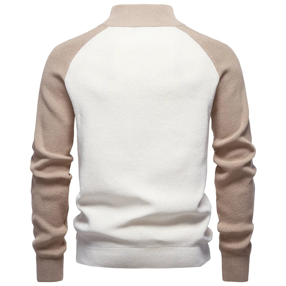 Pull homme col montant quart-zip en maille à manches longues 7