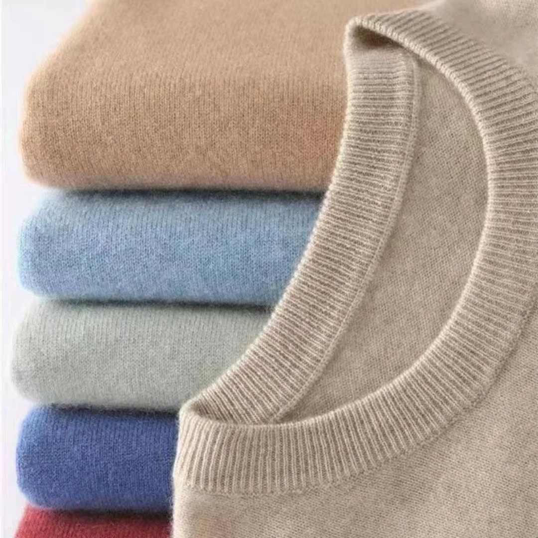 Pull homme col rond coupe classique à poignets côtelés 6