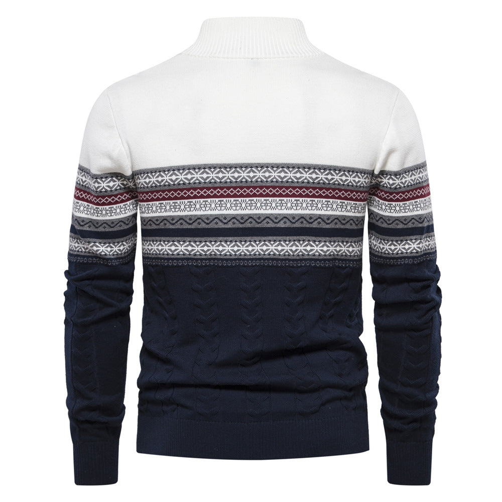 Pull homme demi-zip col montant à motif jacquard 6