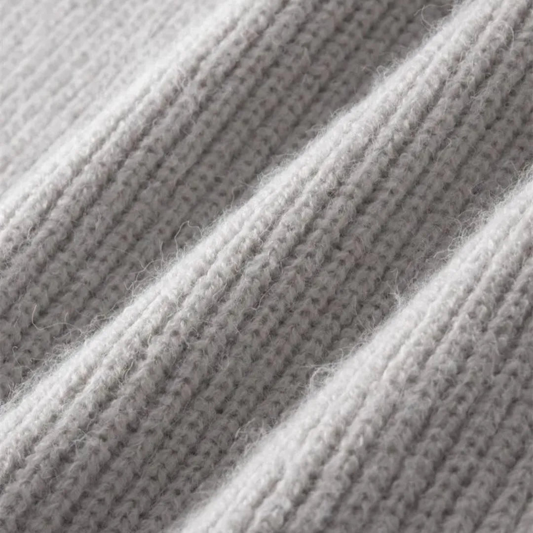 Pull homme en laine à col montant zippé maille côtelée 8
