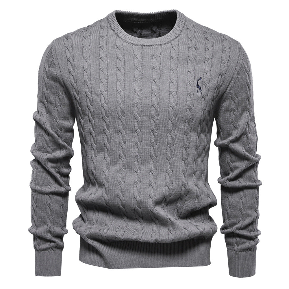 Pull homme en maille torsadée col rond manches longues 10