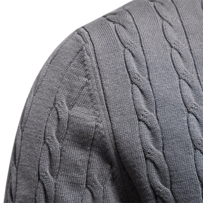 Pull homme en maille torsadée col rond manches longues 12