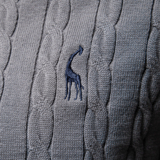 Pull homme en maille torsadée col rond manches longues 13
