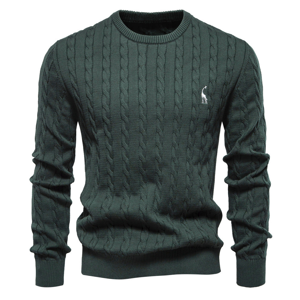 Pull homme en maille torsadée col rond manches longues 3