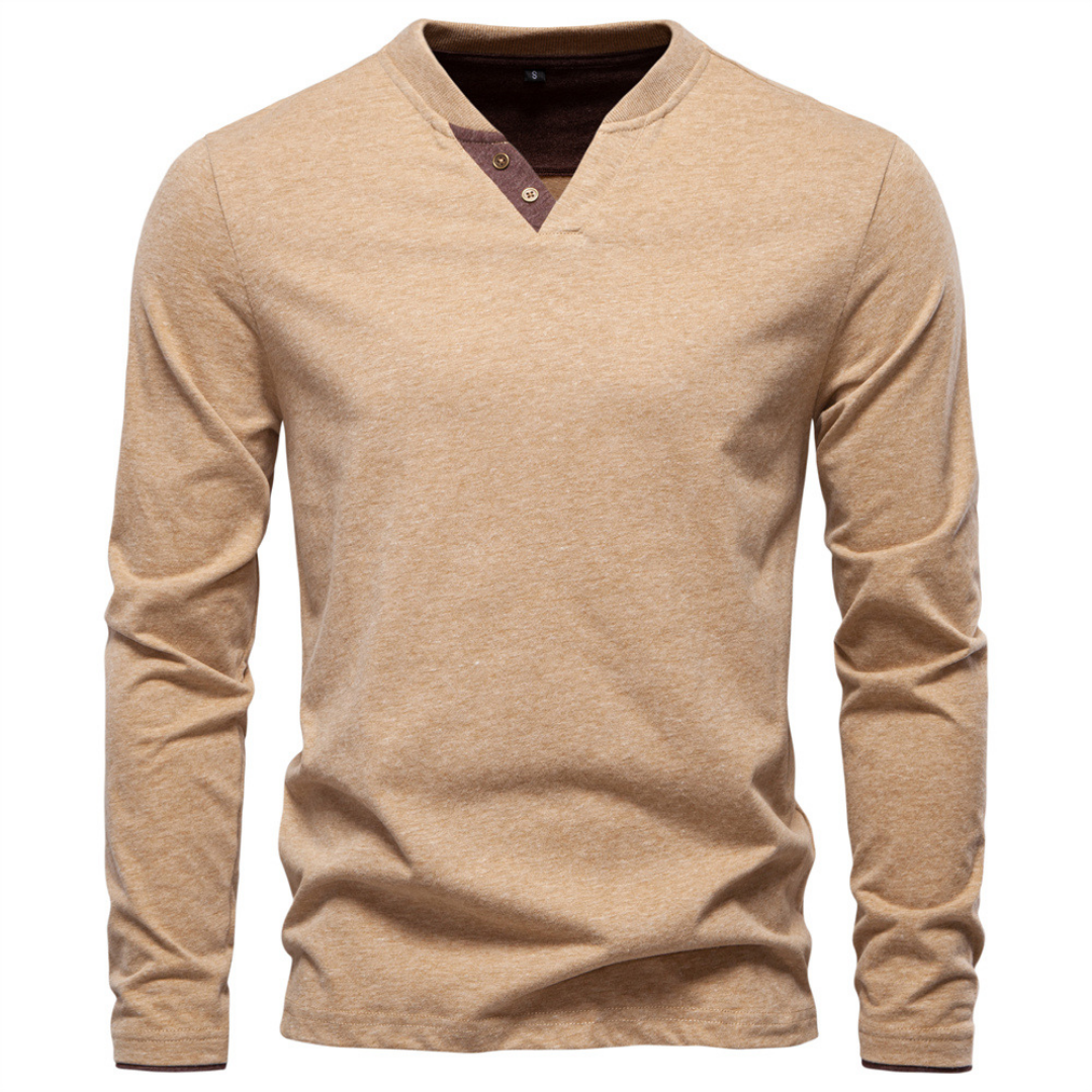 Pull homme henley à col boutonné et manches longues 2