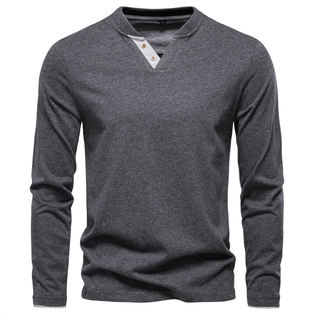 Pull homme henley à col boutonné et manches longues 3