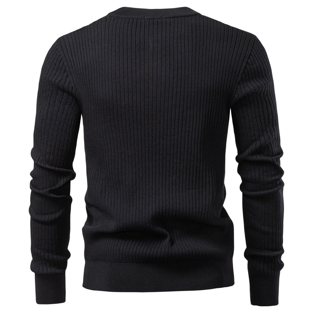 Pull homme maille côtelée col boutonné manches longues 6