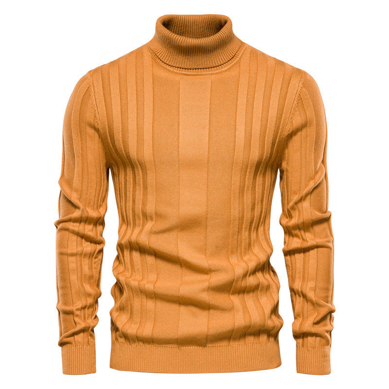 Pull homme maille côtelée col roulé manches longues 4