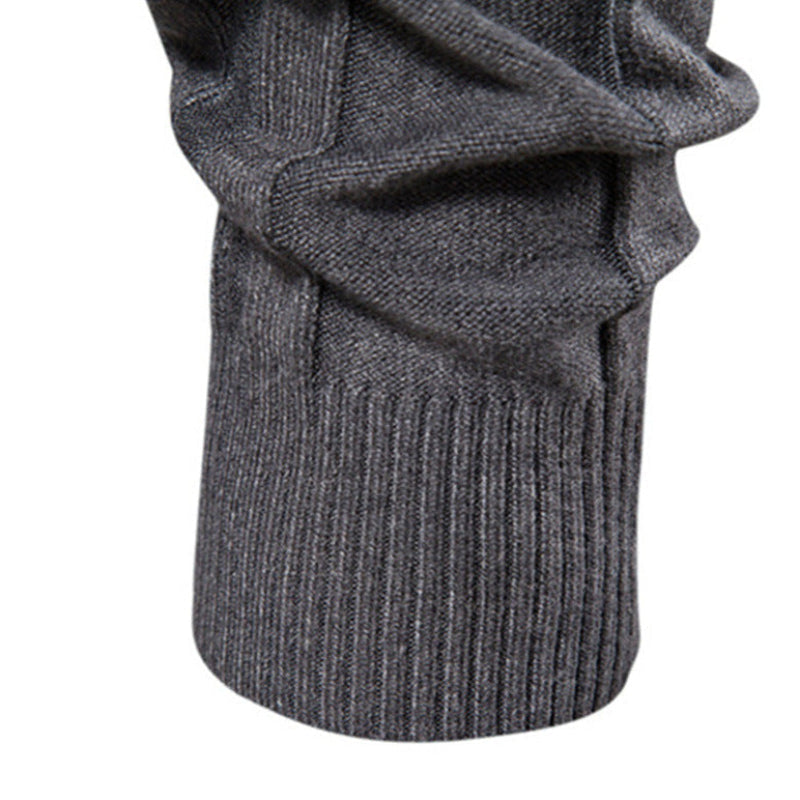 Pull homme maille côtelée col roulé manches longues 7