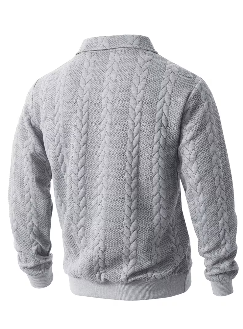 Pull homme torsadé col montant zippé à manches longues 10