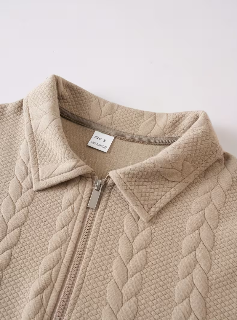 Pull homme torsadé col montant zippé à manches longues 13