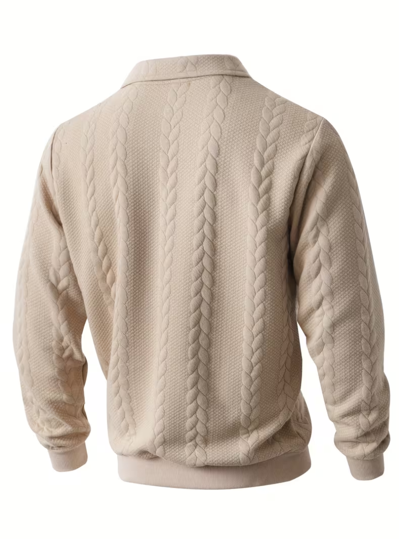 Pull homme torsadé col montant zippé à manches longues 6