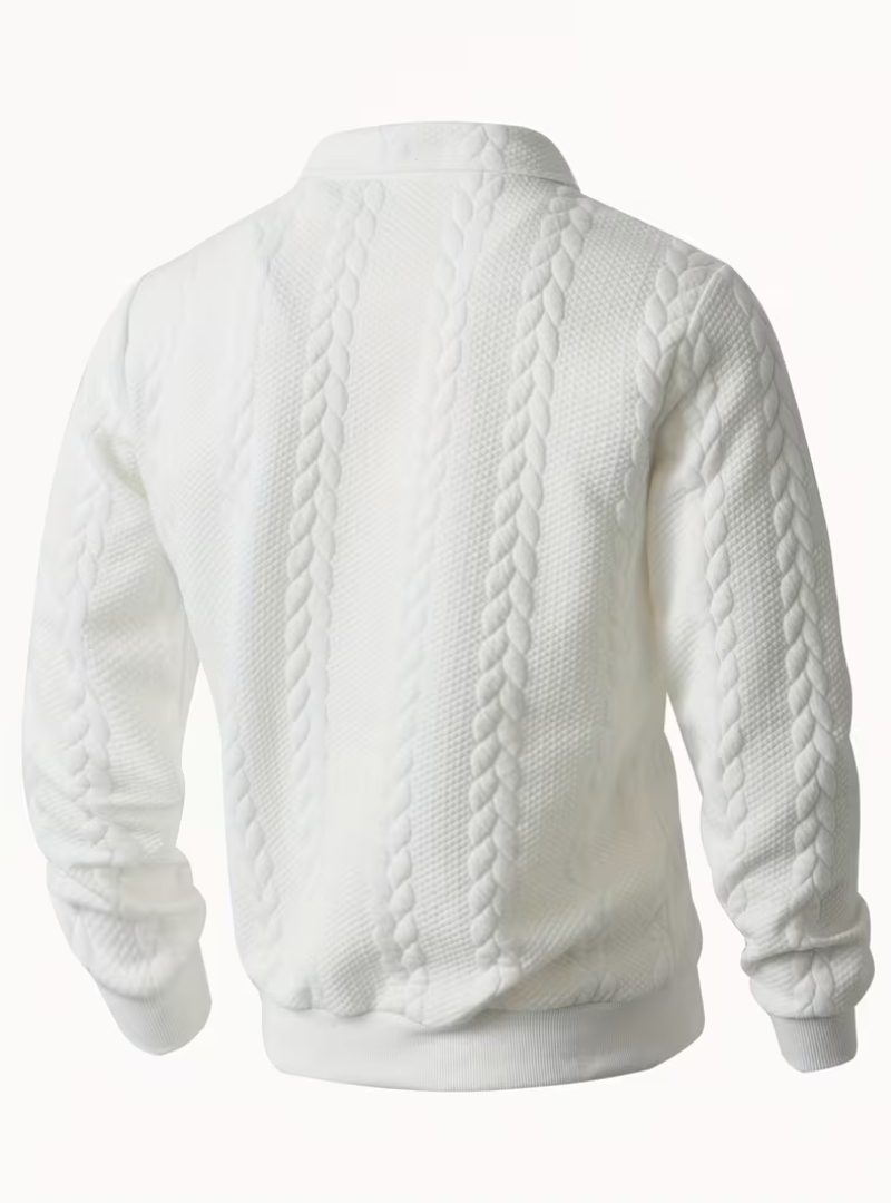 Pull homme torsadé col montant zippé à manches longues 7
