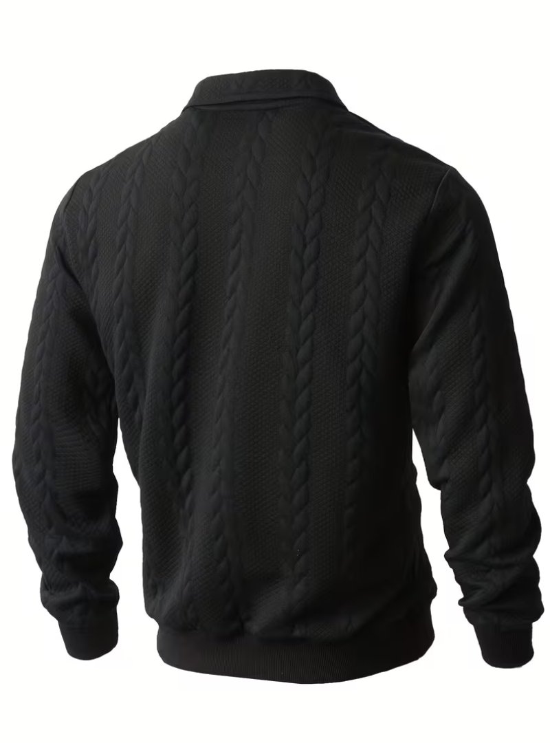 Pull homme torsadé col montant zippé à manches longues 8