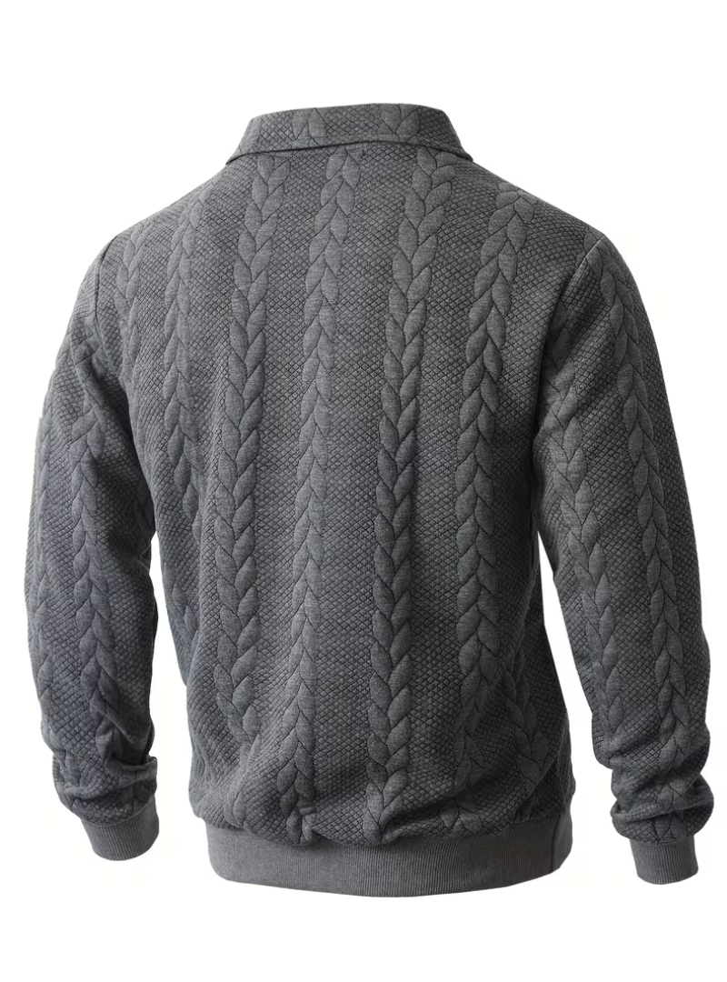 Pull homme torsadé col montant zippé à manches longues 9