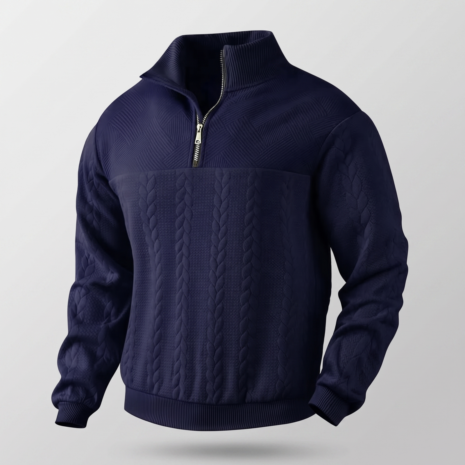 Pull homme zippé en maille mélangée à la laine 3