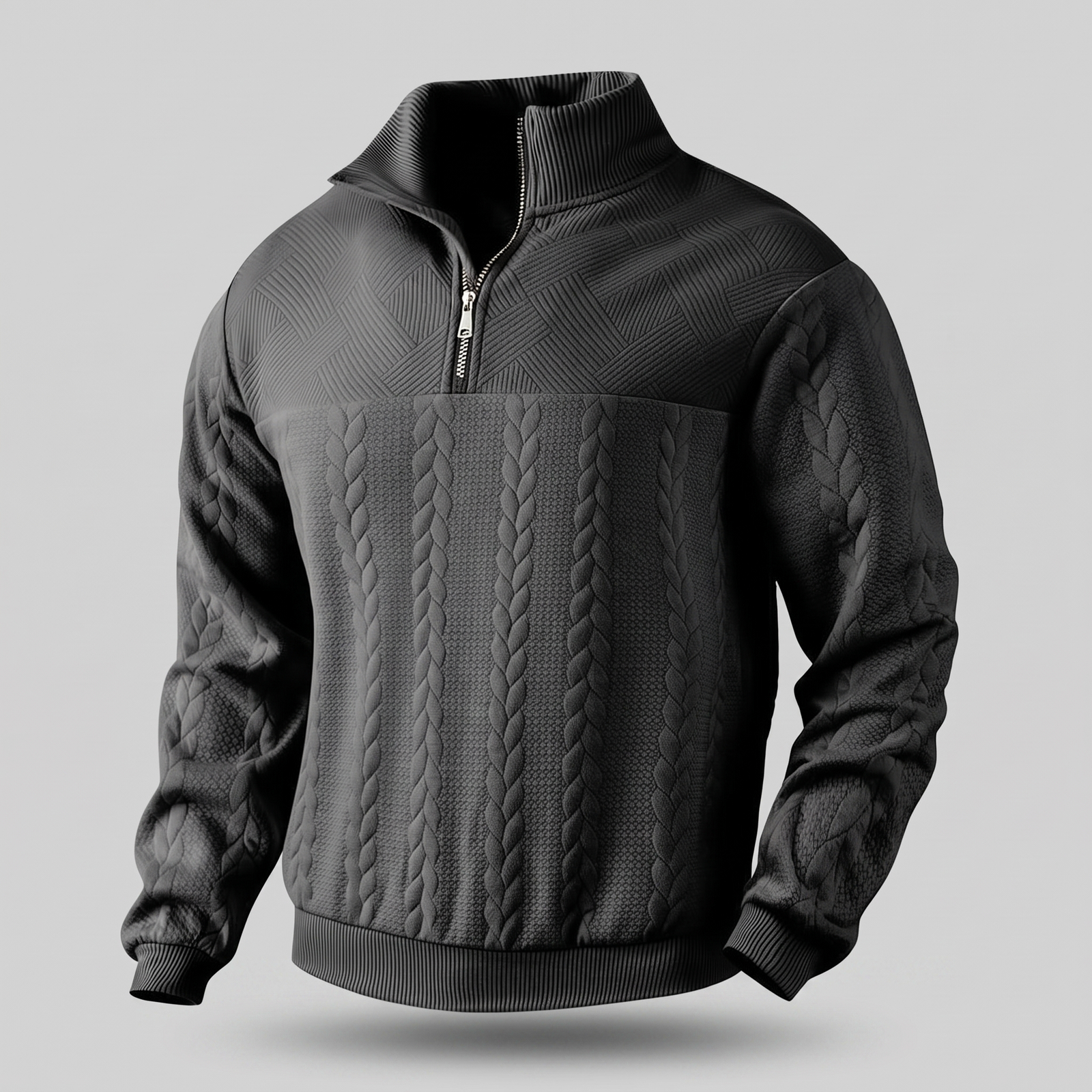 Pull homme zippé en maille mélangée à la laine 4