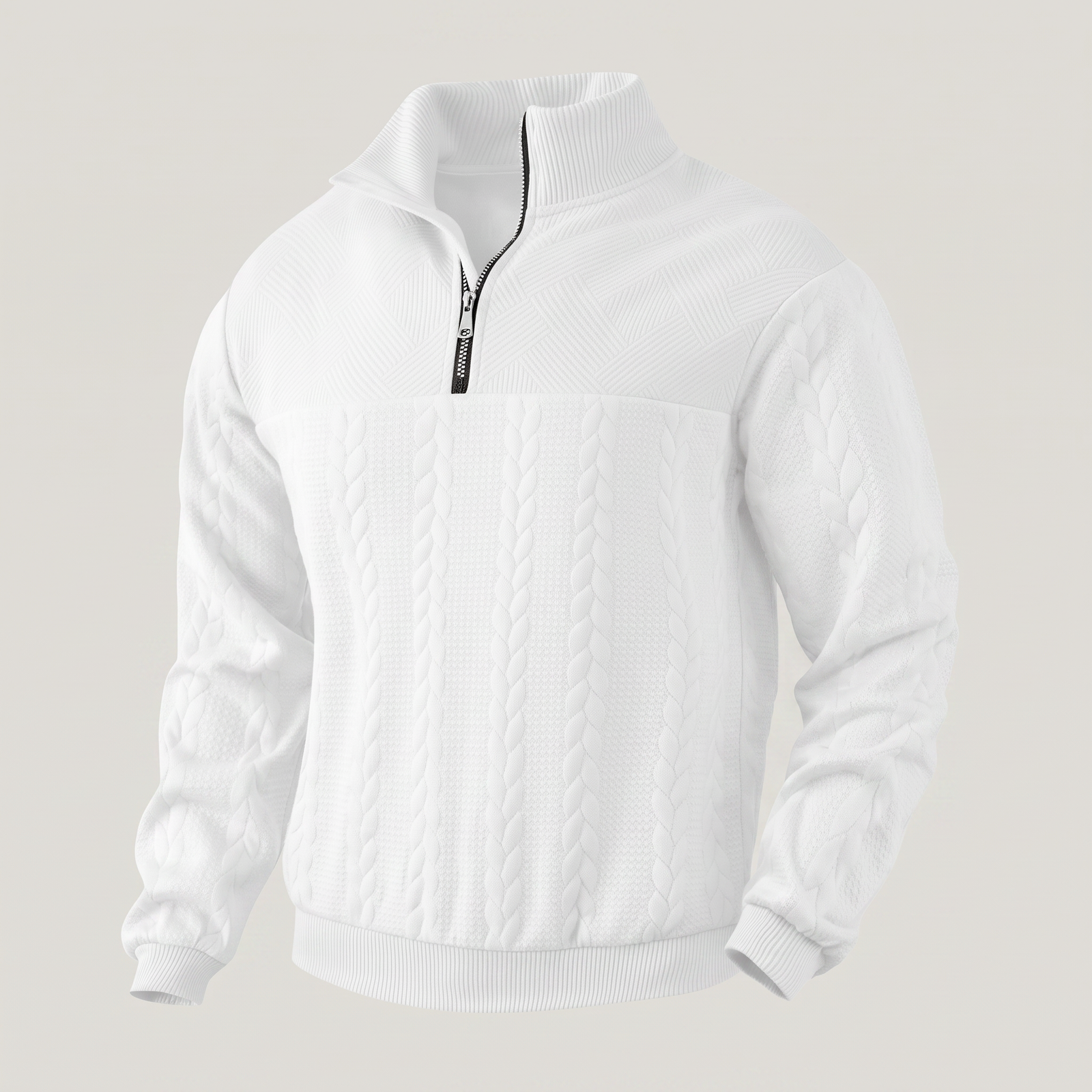 Pull homme zippé en maille mélangée à la laine 5