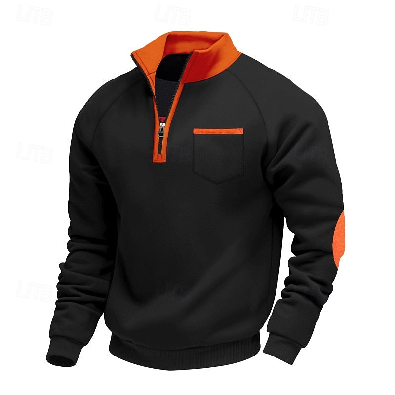 Pull quart-zip homme color block en maille à manches longues 2