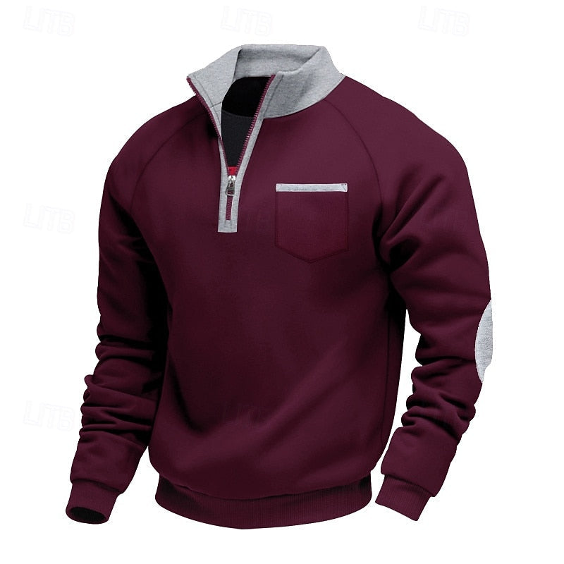 Pull quart-zip homme color block en maille à manches longues 3