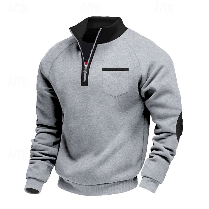 Pull quart-zip homme color block en maille à manches longues 4