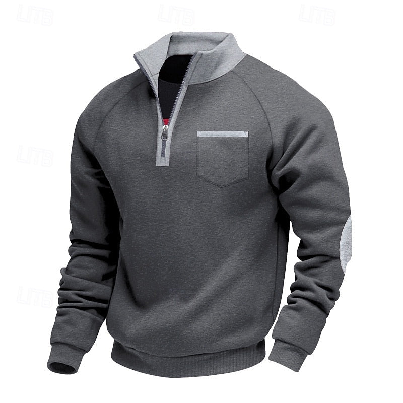 Pull quart-zip homme color block en maille à manches longues 5