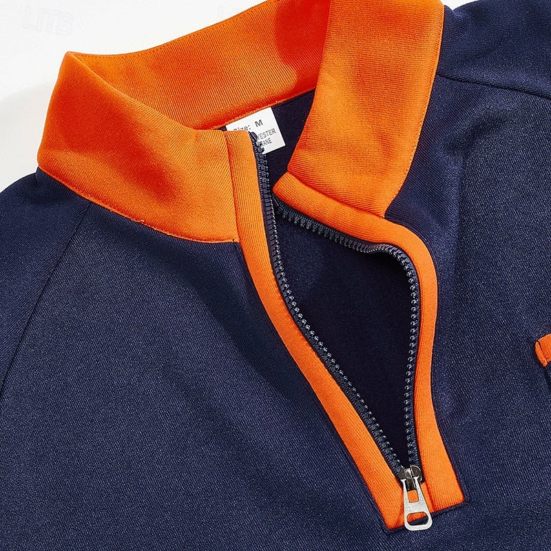 Pull quart-zip homme color block en maille à manches longues 8