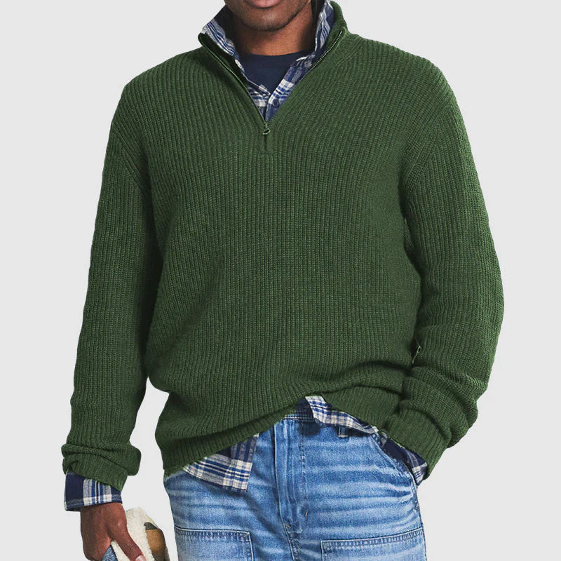 Pull quart-zip homme en maille côtelée à col montant 4
