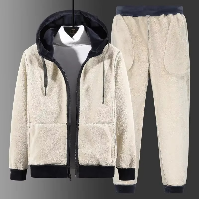 Survêtement homme à capuche doublé polaire chaud pour l'hiver 5