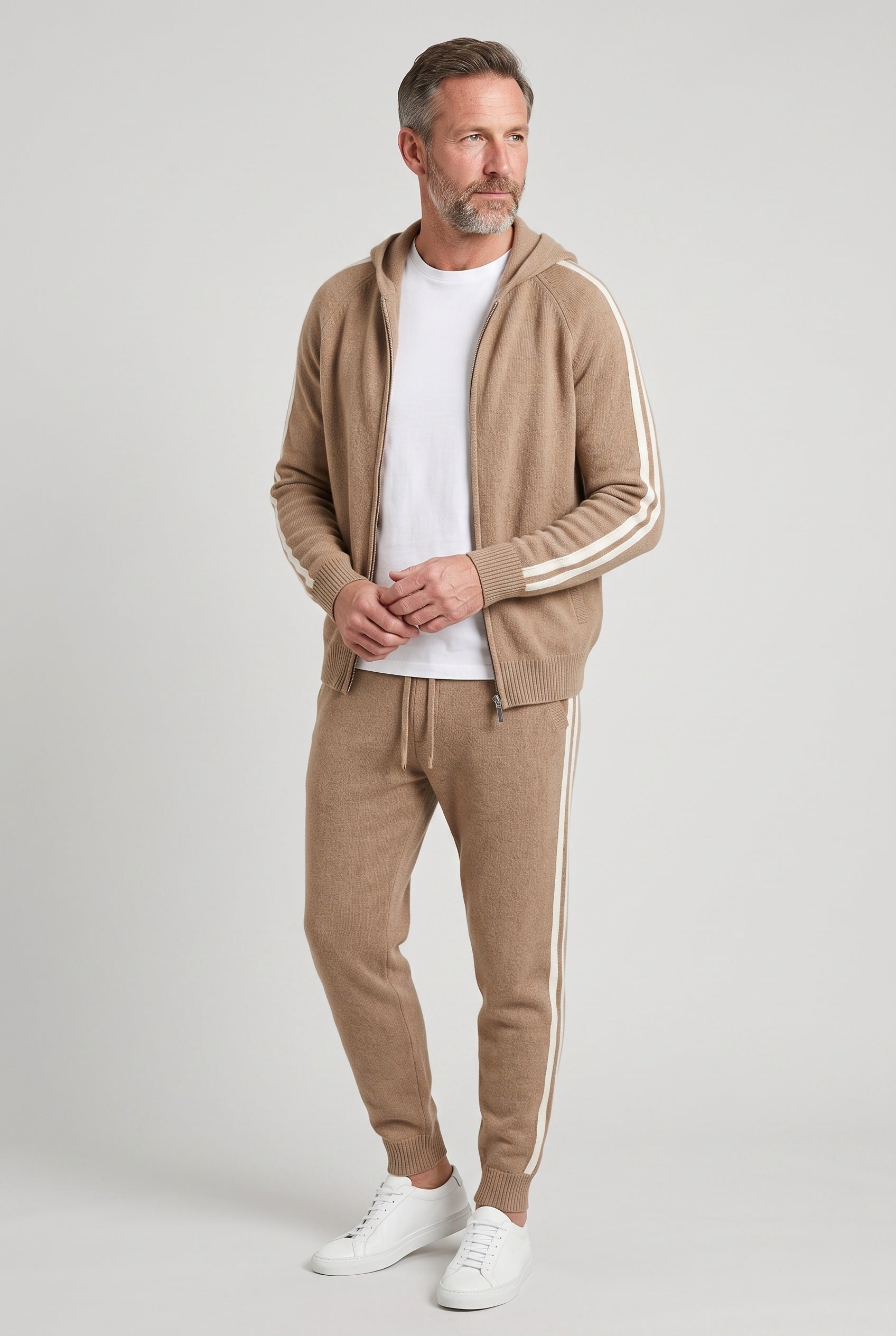 Survêtement homme en maille à capuche zippé avec bandes latérales 3