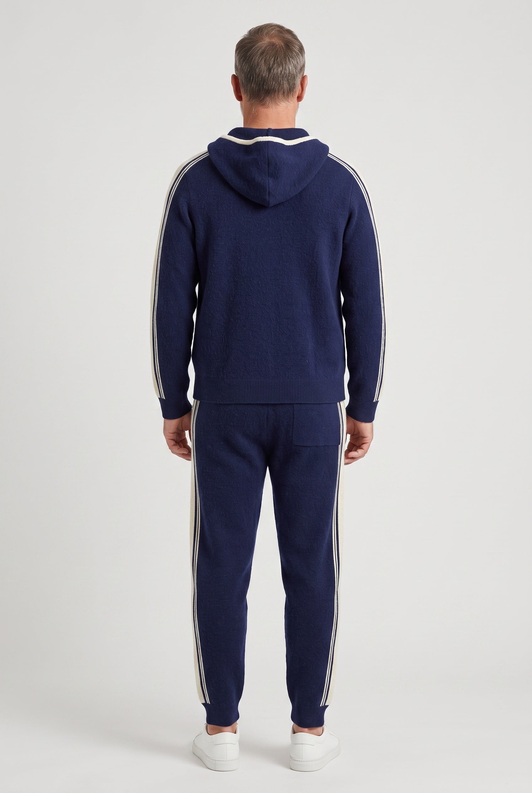 Survêtement homme en maille à capuche zippé avec bandes latérales 5