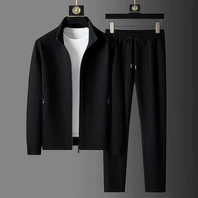 Survêtement homme moderne zippé à col montant et poches latérales 1