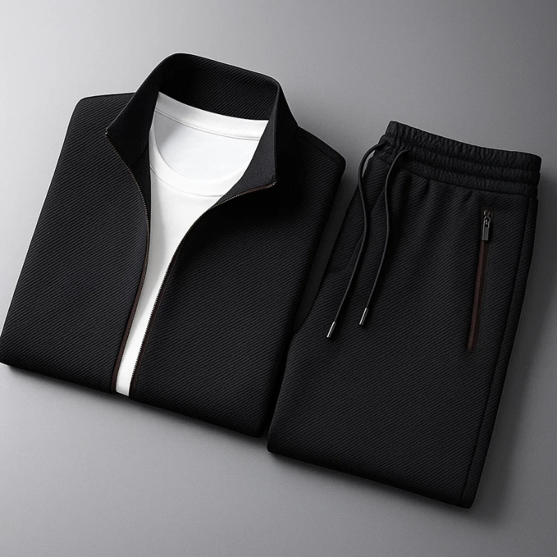 Survêtement homme moderne zippé à col montant et poches latérales 4