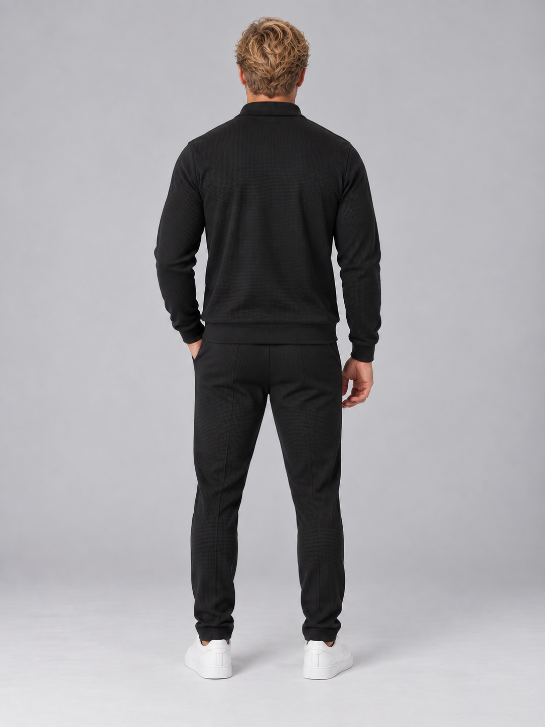Survêtement homme texturé zippé à col chemise et poches latérales 3