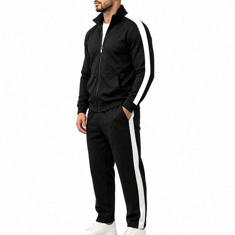 Survêtement homme zippé à col montant et bandes contrastées sport 1