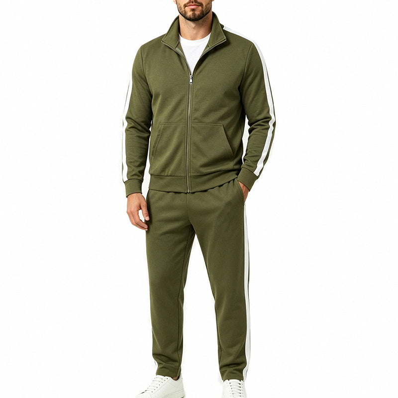 Survêtement homme zippé à col montant et bandes contrastées sport 12