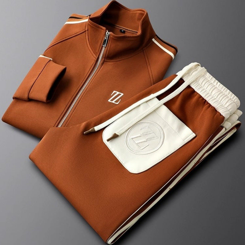Survêtement homme zippé à col montant et bandes latérales contrastées 4