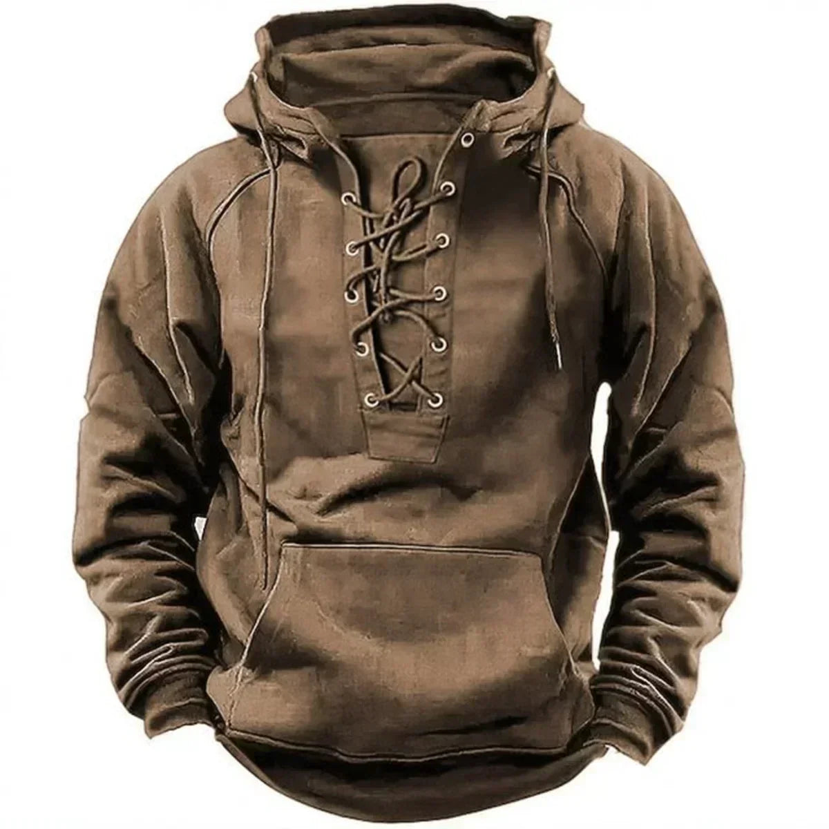 Sweat à capuche homme à laçage et poche kangourou style rétro 1
