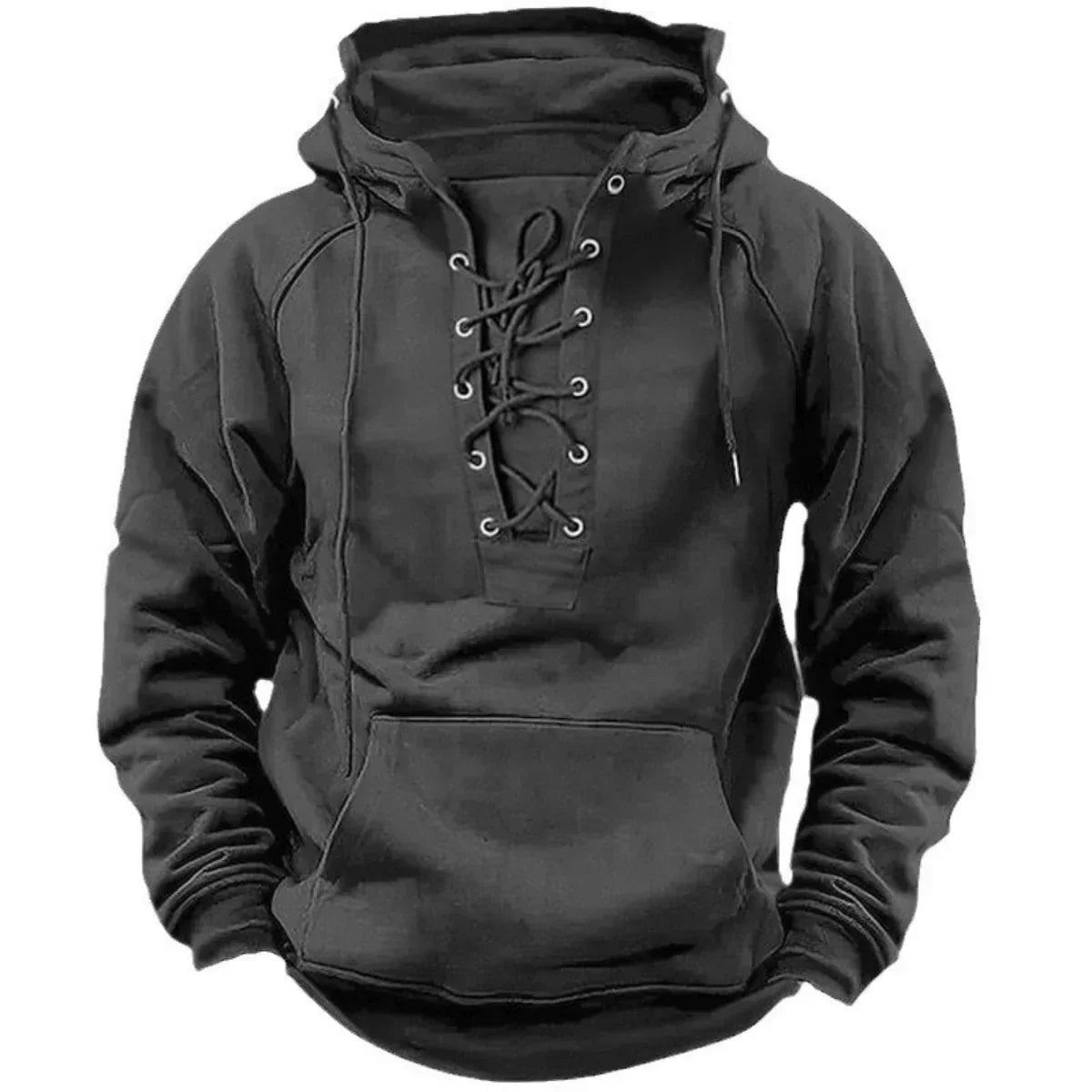 Sweat à capuche homme à laçage et poche kangourou style rétro 4