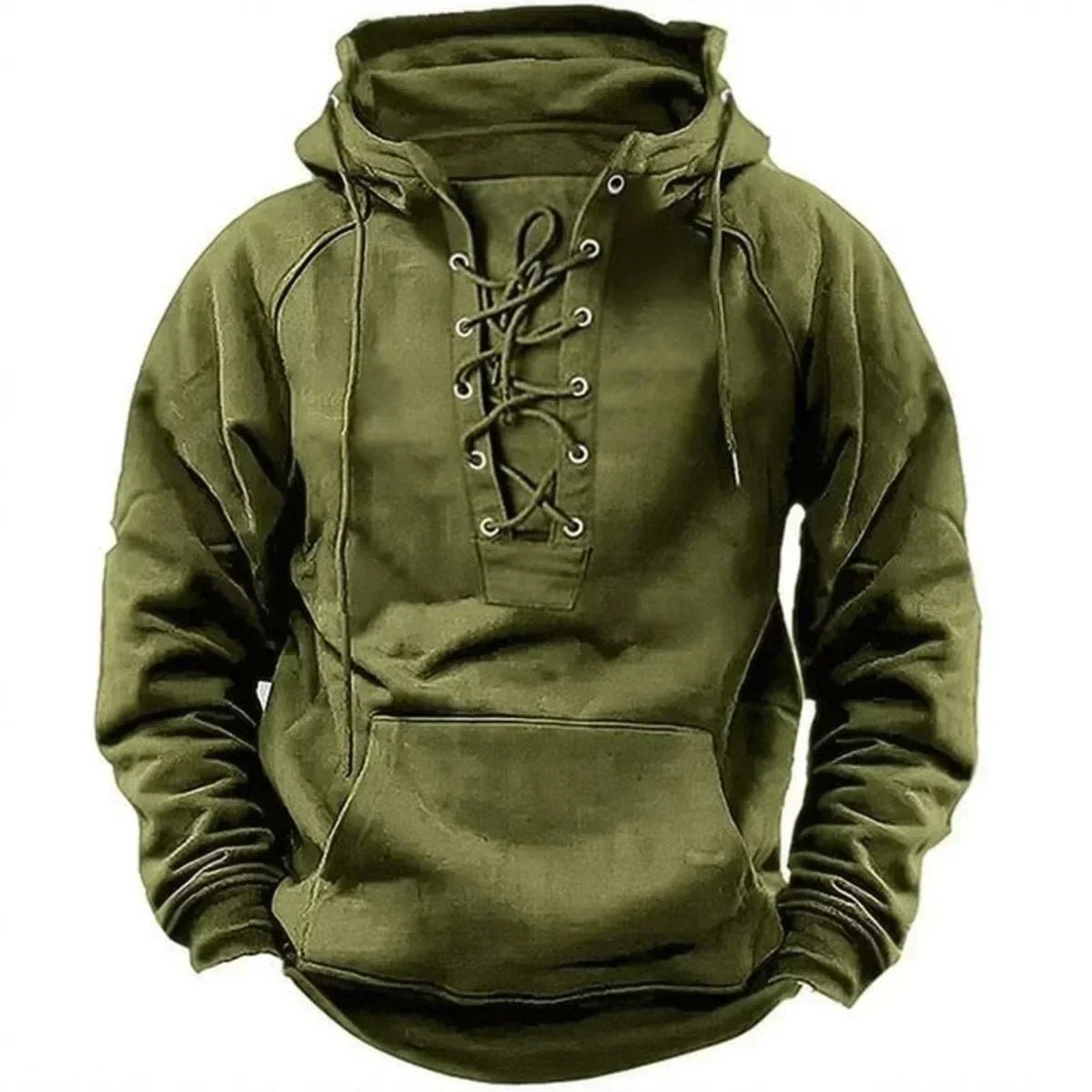 Sweat à capuche homme à laçage et poche kangourou style rétro 5
