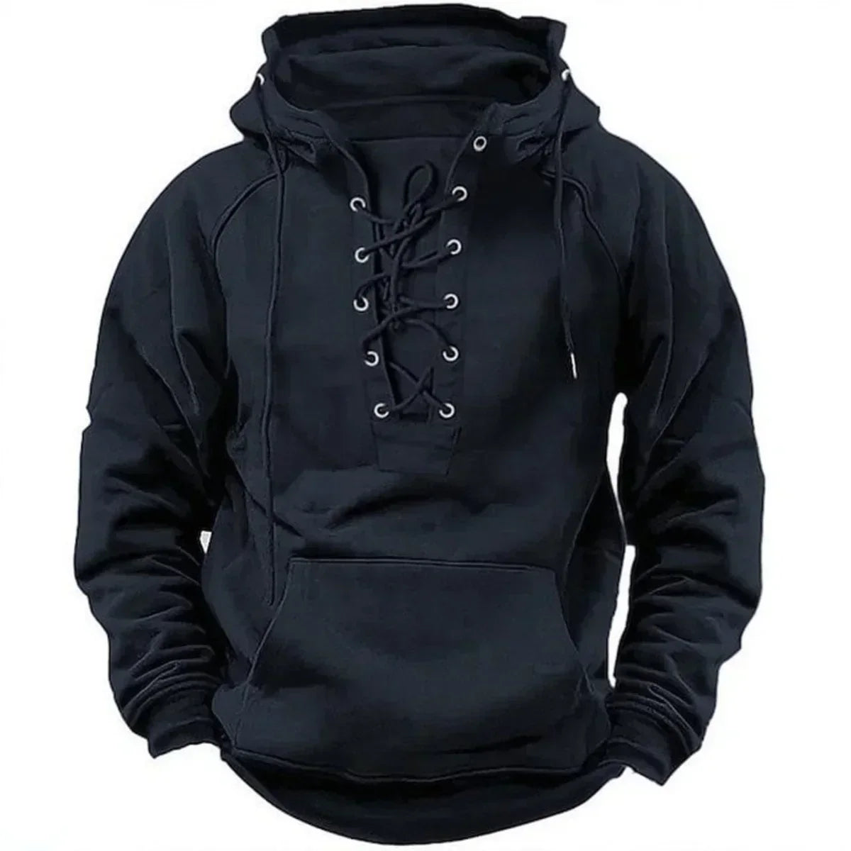 Sweat à capuche homme à laçage et poche kangourou style rétro 6