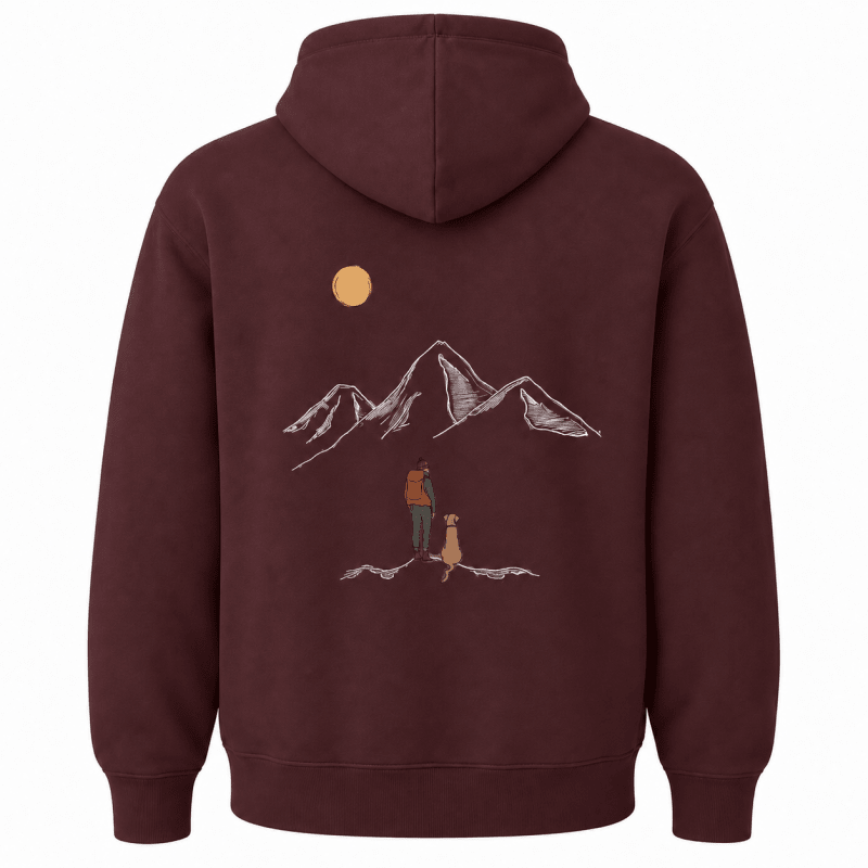 Sweat à capuche homme à poche kangourou et imprimé montagne 4