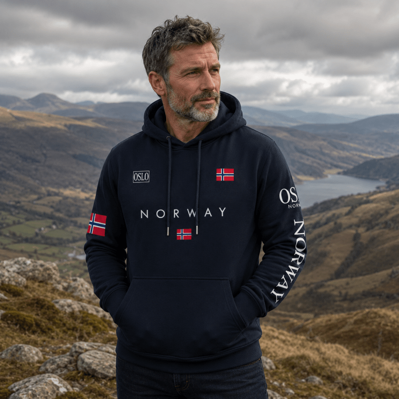 Sweat à capuche homme en maille à imprimé positionné coupe droite 6