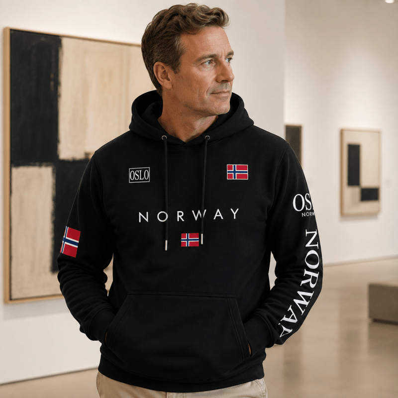 Sweat à capuche homme en maille à imprimé positionné coupe droite 8