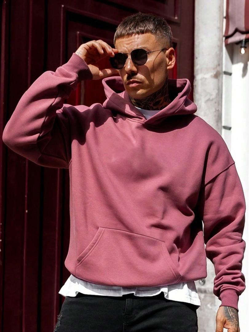 Sweat à capuche homme uni à cordon de serrage et poche avant 4