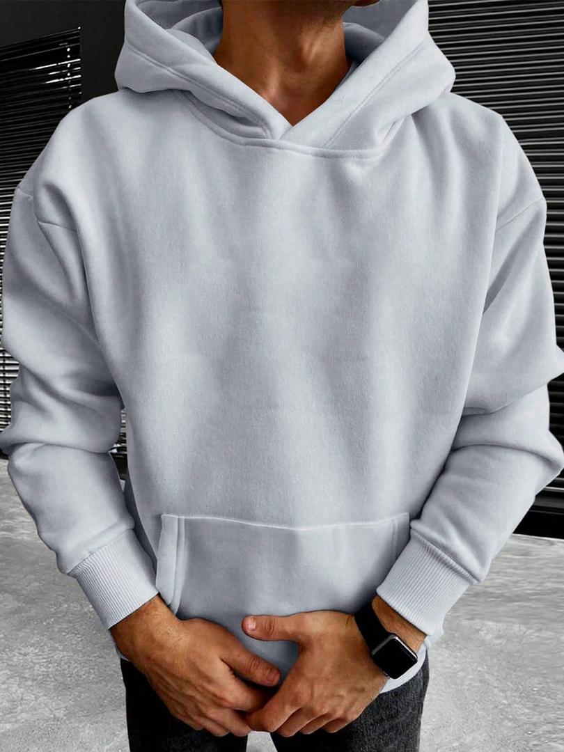 Sweat à capuche homme uni à cordon de serrage et poche avant 5